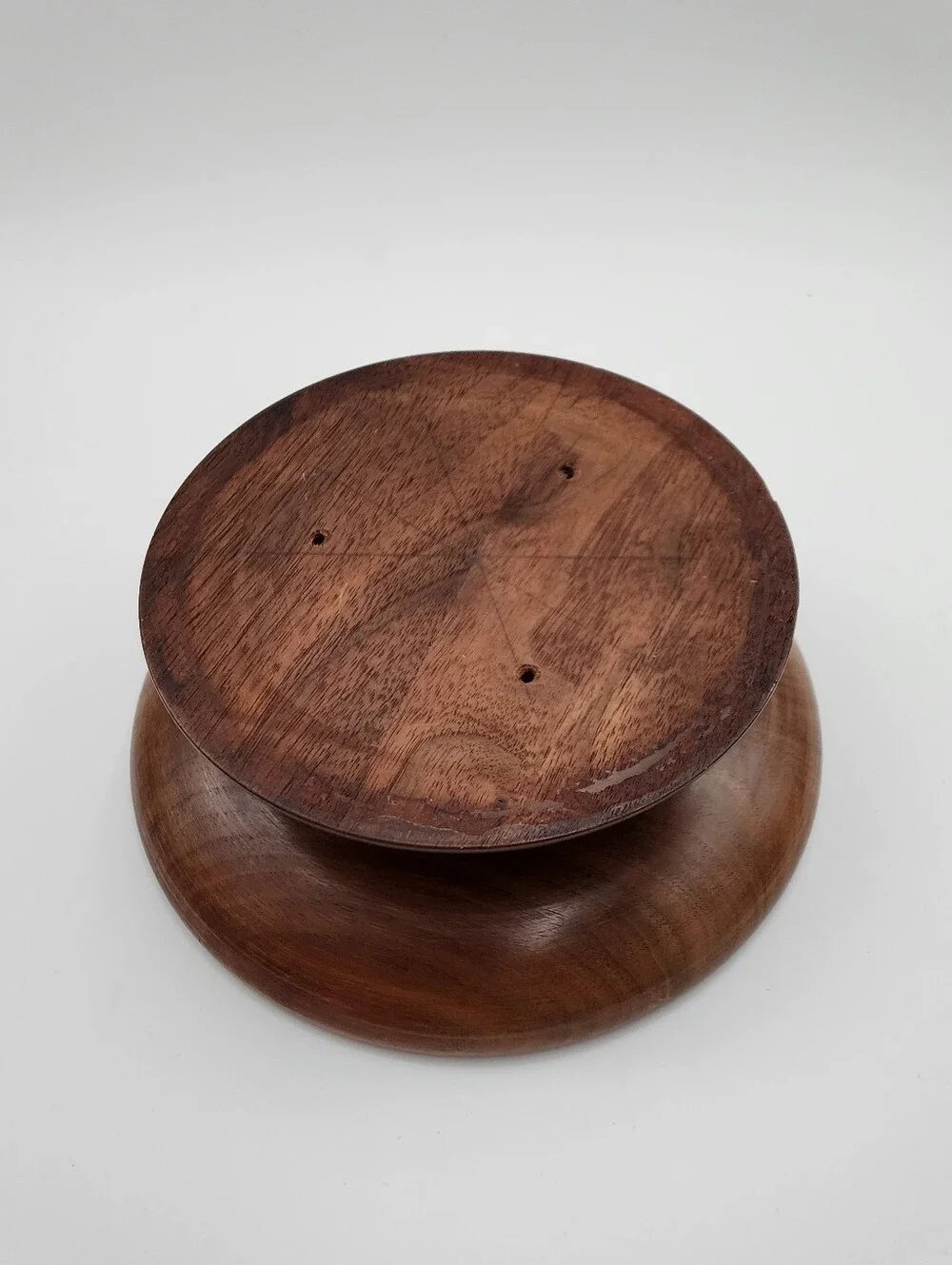 Mid-Century Modern Real Walnut Wood Small Pedestal Serving Bowl